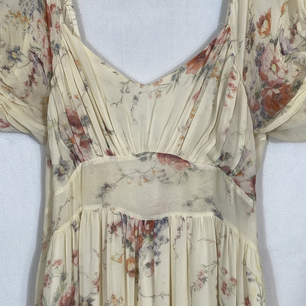 LoveShackFancy Angie Dress Size 6 Delicate Floral 100% Silk Maxi Dress - Picture 3 of 13